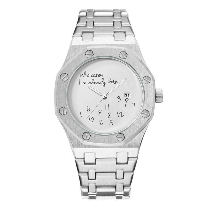 Men's Vintage Fashion Quartz Watch – Stainless Steel Round Dial, Graffiti Numbers, Casual Trendy Wristwatch, Ideal Gift