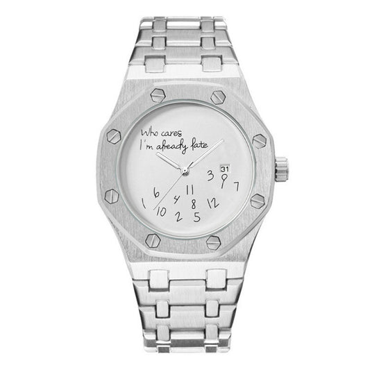 Men's Vintage Fashion Quartz Watch – Stainless Steel Round Dial, Graffiti Numbers, Casual Trendy Wristwatch, Ideal Gift