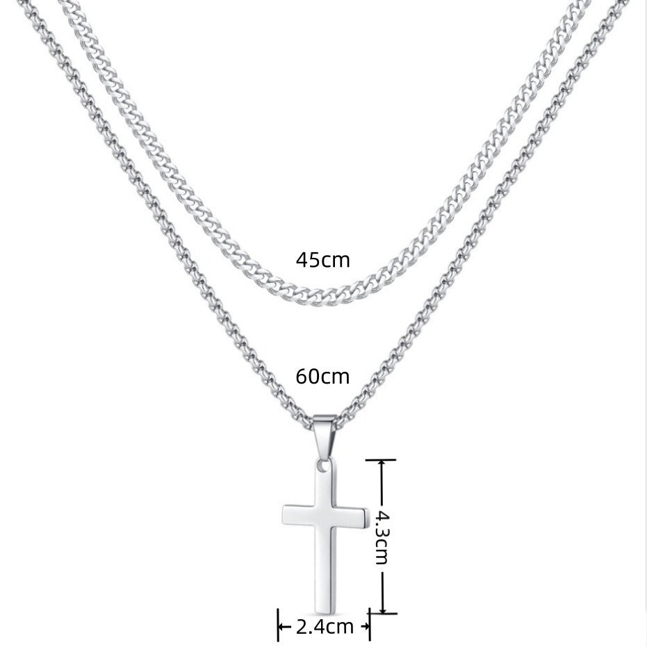 【2 pieces】Cross Pendant & Necklace Set, Cross Charm Necklace for Men & Women, Stainless Steel Jewelry for Party, Daily Clothing Decor, Trendy All-match & Exquisite Jewelry for Birthday Gift, High End Necklace