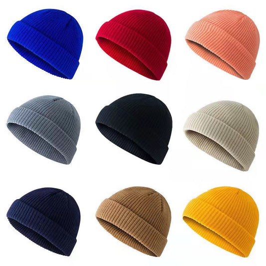 9 Piece Fisherman Beanie for Men Hat Short Knit Cuff Beaniess Trawler Beanie Watch Hat Roll up Edge Skullcap Unisex