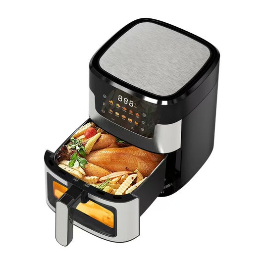 10-in-1 Digital LED Touch Screen Air Fryer, 7.5QT Oilless Cooker, Visible Window & Vortex Air Circulation, 10 Preset Cooking Modes, Dishwasher Sasher Safe Basafe Basket, Large Capacity Household Electric Fryer for Whole Chicken