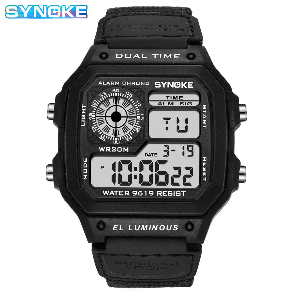 【SYNOKE】New 2026 Men's Square Watch, Retro Digital Watch, Luminous, Waterproof and Dust‑Resistant, Sporty Fashion Style, Must‑have for Men, Ideal for Festivals and Birthday Gifts