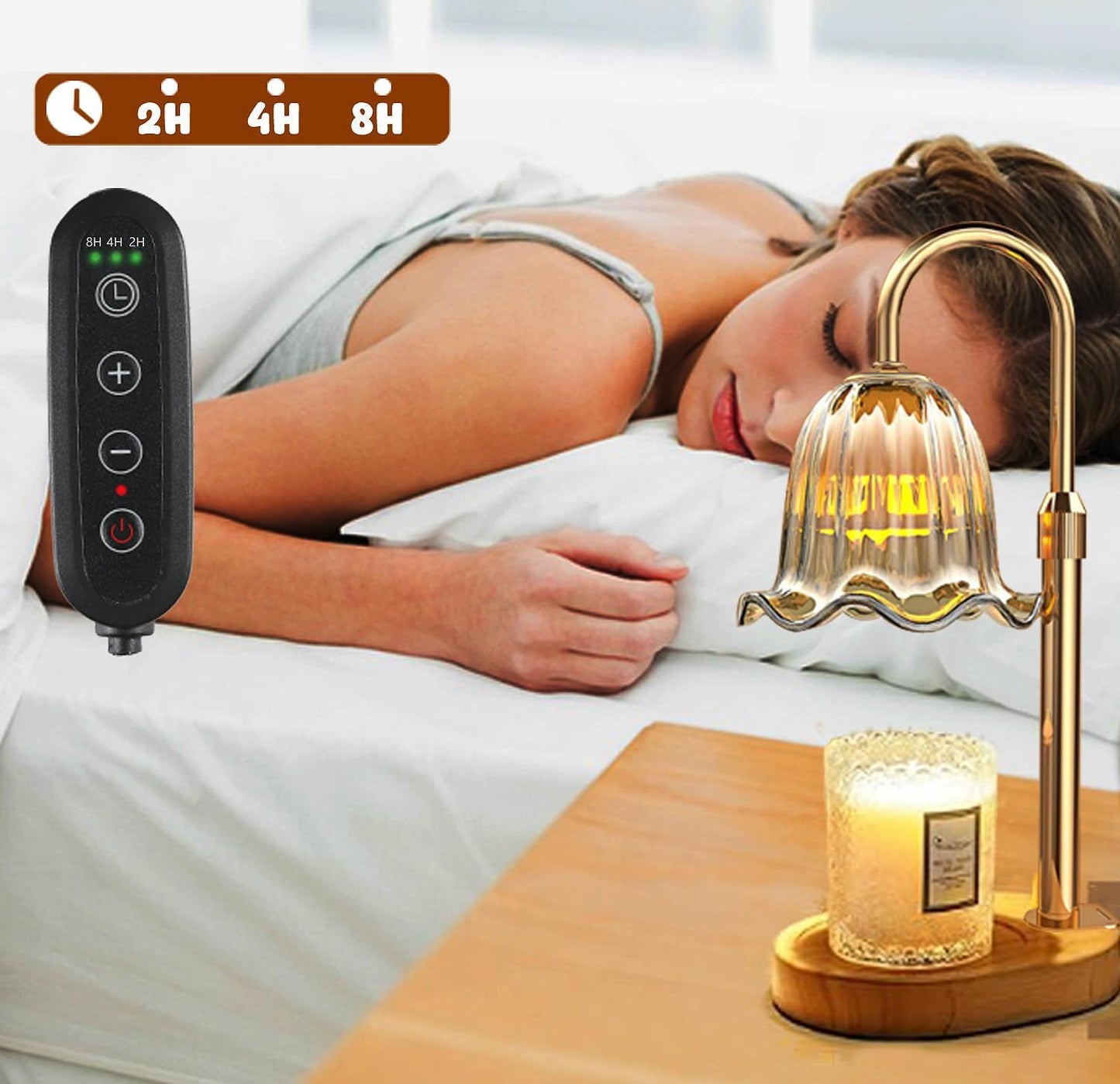 Stay away from insomnia Flower Candle Warmer Lamp, with 2 Bulbs, Height Adjustable with Timer, Unique Glass Lily of the Valley Lamp for Home & Bedroom Decor, Ideal Gift for Birthday/Mother's Day, Halloween Gifts, Christmas Gifts