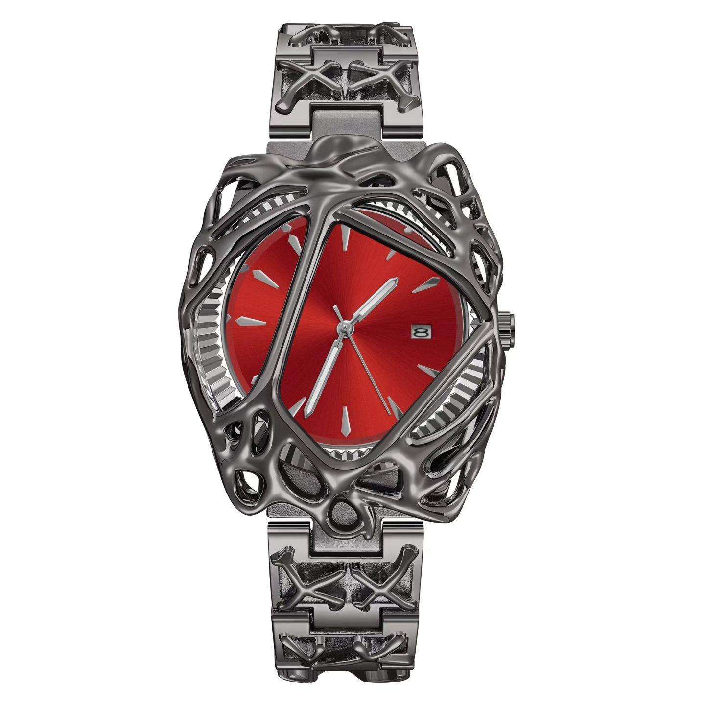 Men’s Punk‑Style Wrist Watch – Spider‑Web Pattern, Special Shaped Dial, Niche Ins‑Vibe, European‑American Fashion Quartz Wristwatch