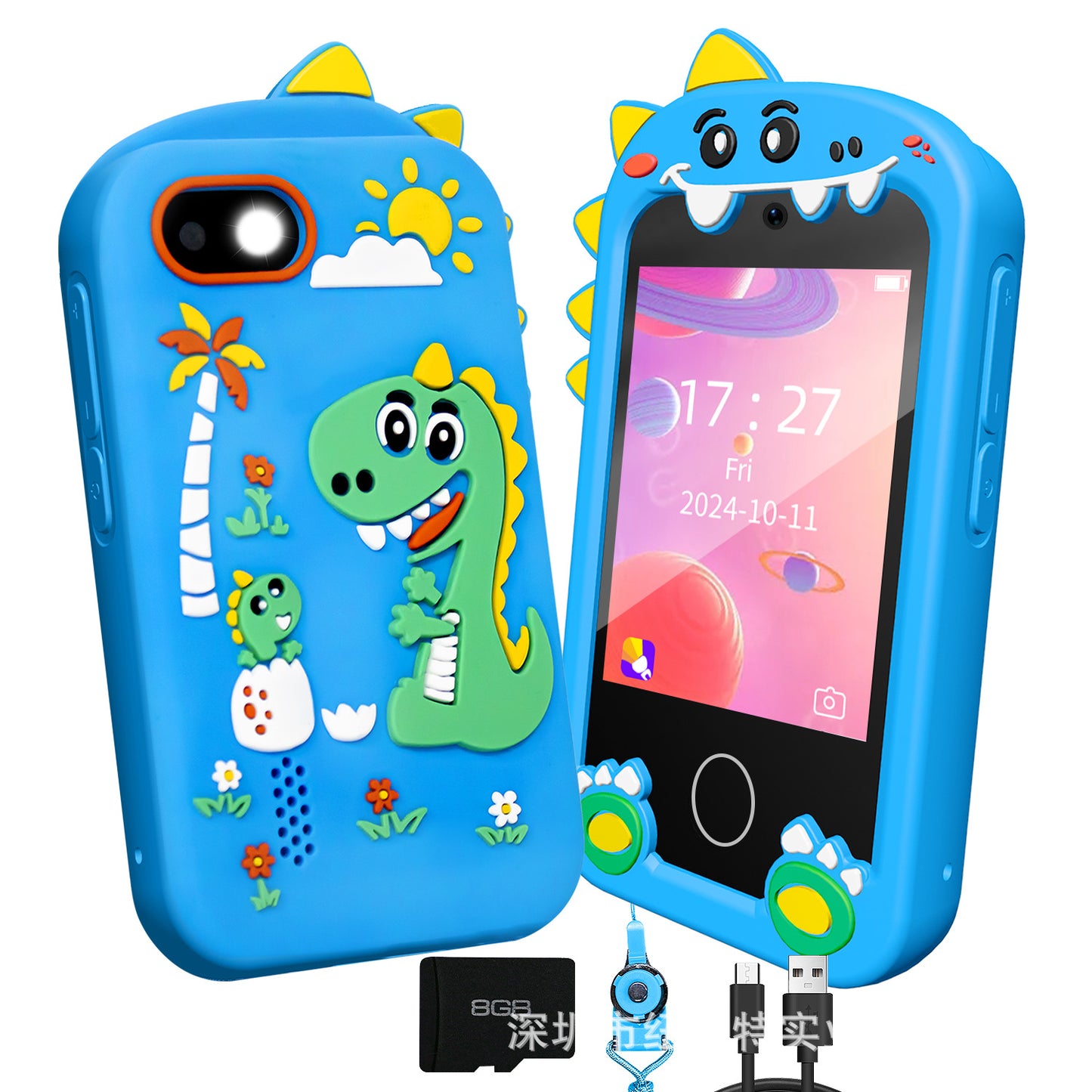 Toy Smart Phone for Kids, Smart Phone Toys with Dual Camera, Phone Toys with Learning Games, Travel Toys with MP3 Music Player for Birthday Gifts, Birthday Gifts touch screen toy game phone Battery capacity: 600 milliampere. USB charging.