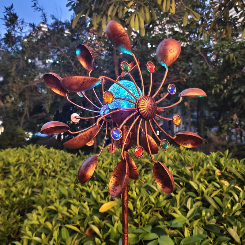 72 Inch Outdoor Solar Wind Spinner Decor, Antique Bronze Metal Windmill Garden Stake with Solar Glass Ball LED Light, Yard Lawn Decoration Gift for Mother’s Day, Father’s Day & Home Garden