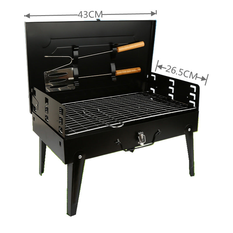 Tiny Small Portable Charcoal Grill, 17x10x18 in. Outdoor Foldable BBQ Grill with Barbecue Accessories & Lid for Cooking Camping Picnic Hiking Beach Party Patio Smokers