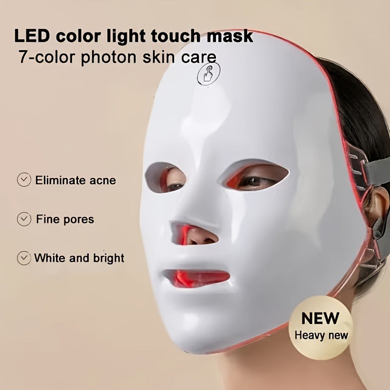 USB Rechargeable Facial Mask, Summer Makeup, 7 Color LED Beauty Mask, Led Facial Light, Comfort Skin Care Mask Facial Beauty Massagers, Personal Skincare Products for Home