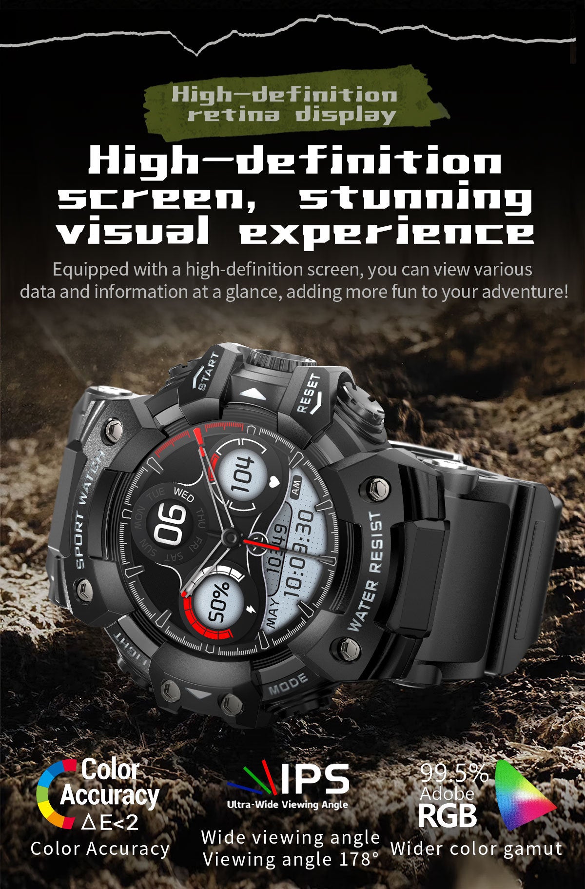 New Durable Men Smart Watch – Wireless Call, AI Voice Assistant, 100+ Outdoor Sports Modes, Built‑in LED Flashlight, 350mAh Battery – Perfect for Outdoor Lovers & Father’s Day Gift
