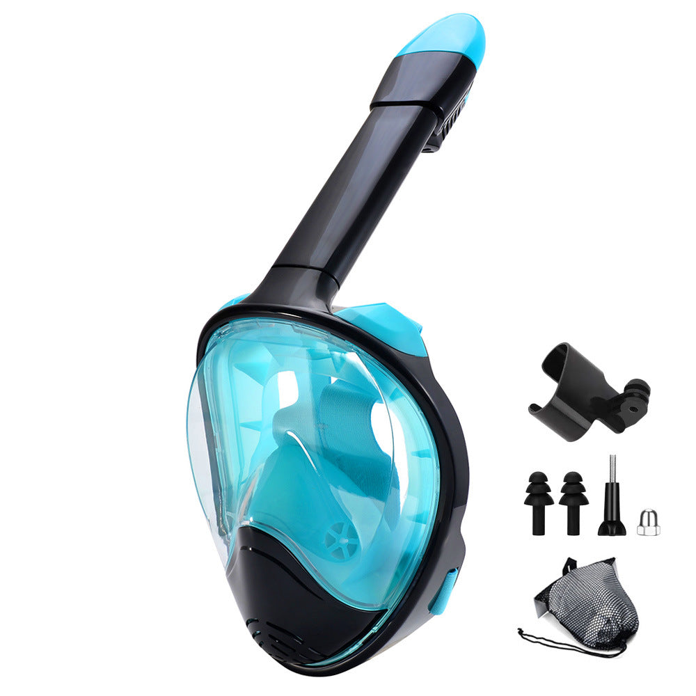 Full-Face Diving Mask, Anti-Fog & Anti-Leak Mask with Breathing Tube & Camera Mount, Water Sports Gear, Snorkeling Gear for Diving and Swimming Only adult size L/XL, suitable for head circumference over 12cm