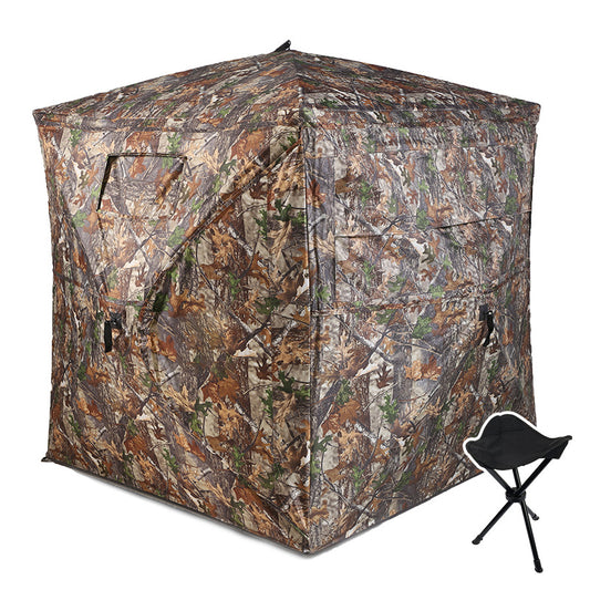 [Amazing Offer]  Hunting Blind See Through with Carrying Bag, 2-3 Person Pop Up Ground Blinds 270 Degree, Portable Resilient Hunting Tent for Deer & Turkey Hunting Camouflage Sliding Windows