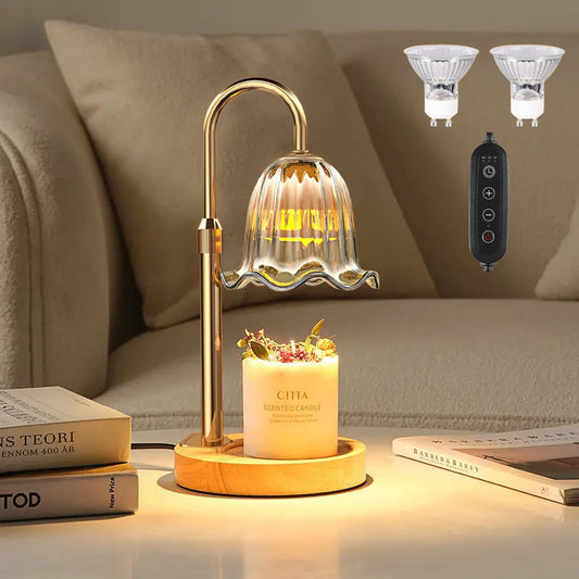 Stay away from insomnia Flower Candle Warmer Lamp, with 2 Bulbs, Height Adjustable with Timer, Unique Glass Lily of the Valley Lamp for Home & Bedroom Decor, Ideal Gift for Birthday/Mother's Day, Halloween Gifts, Christmas Gifts