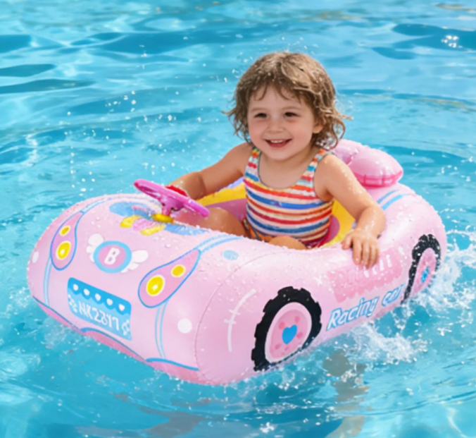 Cash on Delivery – Pink Water Car Shape Swimming Ring – Kiddie Inflatable with Water Car Design, Detachable Sunshade, Thickened Baby Seat – Suitable for Indoor & Outdoor Pools, Swim Ring