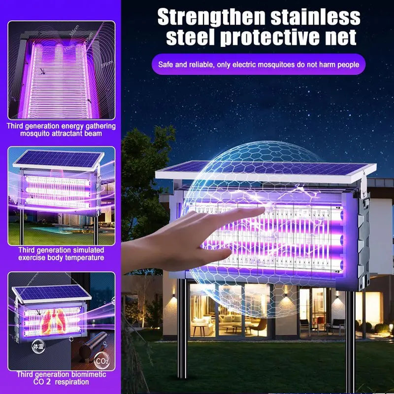 【DealsForYouDays】Solar Mosquito Killer Lamp Outdoor – 20W High-Power Waterproof Insect Zapper with 3 Tubes, Dual Charging, 6000mAh Battery for Garden, Yard, Farm, Patio,summerwins