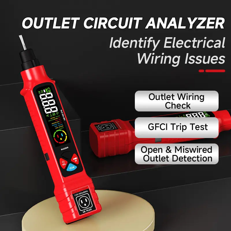 DELIXI 2 in 1 Outlet Circuit & Voltage Tester Pen, 2–440V AC Voltage Detector with NCV Function, Integrated GFCI Outlet Tester & Polarity Check, LCD Display, Audible Alarm & Flashlight, 3 Prong AC Voltage Socket Checker, Wiring Fault Detector image 2