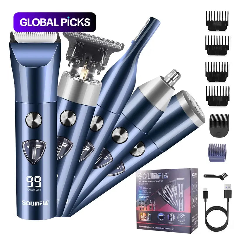 26new 5 in 1 Men's Body Hair Trimmer, Cordless Hair Clipper Set, Hair Clippers, Electric Shaver Razor Beard Trimmer for Men, Nose Hair Trimmer #GLOBAL PICKS