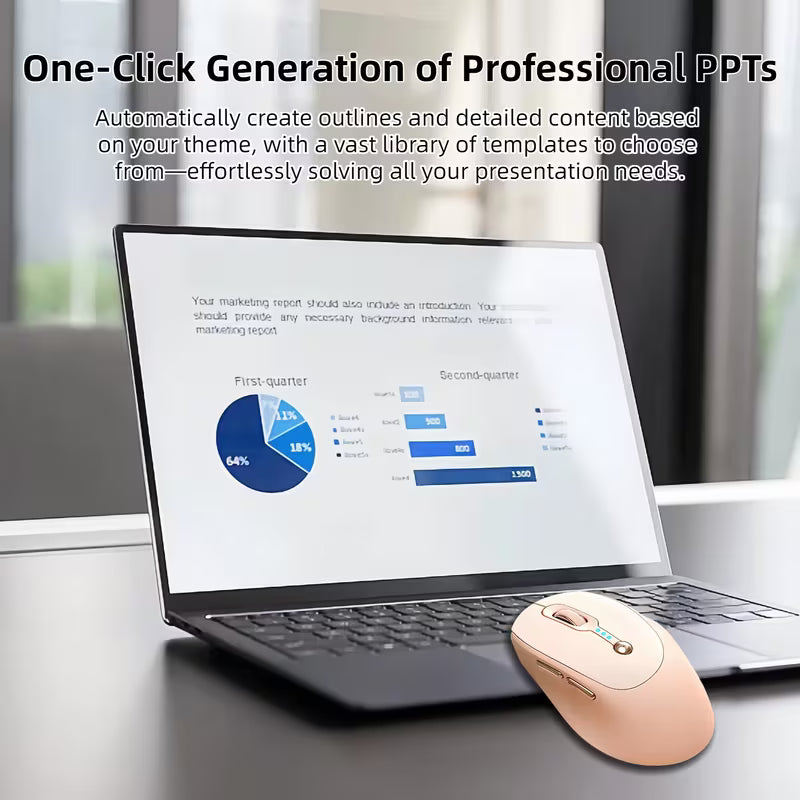 AI Smart Voice Wireless Mouse, One‑Click Voice‑to‑Text, Real‑Time Translation for 40 Languages; 2.4G USB Rechargeable Ergonomic Silent Mouse with Power Display, Compatible with Desktop, Laptop, Mac & Windows for Office, Students & Content Creators