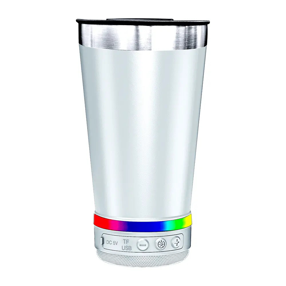 Stainless Steel 16.oz Nsulated MUG With Built-in Bluetooth Speaker Rechargeable Wireless Multi-color LED Lights Prefect Gift