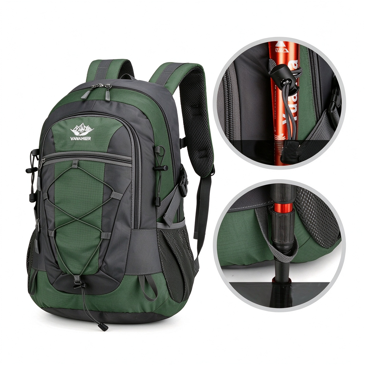 Multi-functional Outdoor Mountaineering Backpack, Lightweight Travel Hiking Bag, Trekking Storage Backpack with Hiking Pole Loops, Soft Shell & Adjustable Shoulder Straps