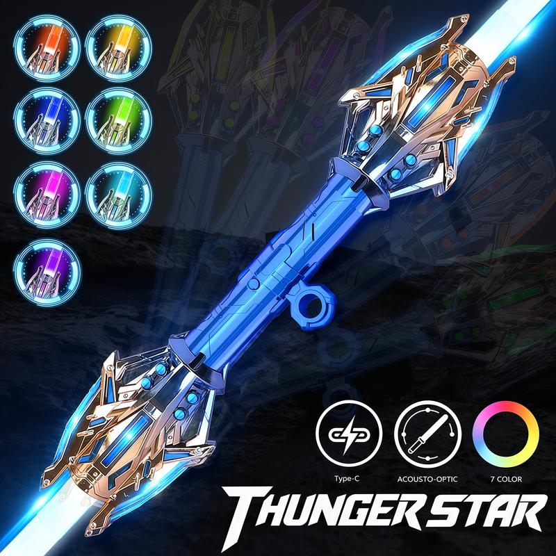 Cool Double-Edged Lightsaber Toys with Colorful Lights Two-in-one Cool Telescopic Luminous Sword Boy Toy Knife,Halloween Christmas Gift for Children