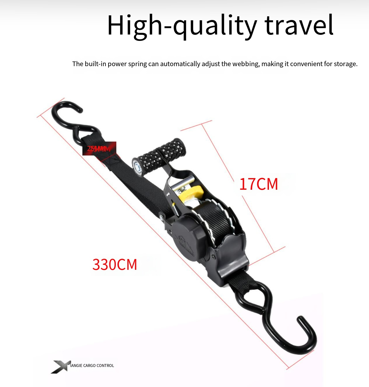 Automatic cargo contraction tensioner2.5cm×330cm Retractable Ratchet Straps 2-Pack (1,455lb Break Strength) Heavy Duty Self Retracting Tie Down Straps for Truck, Cargo Trailer motorbike