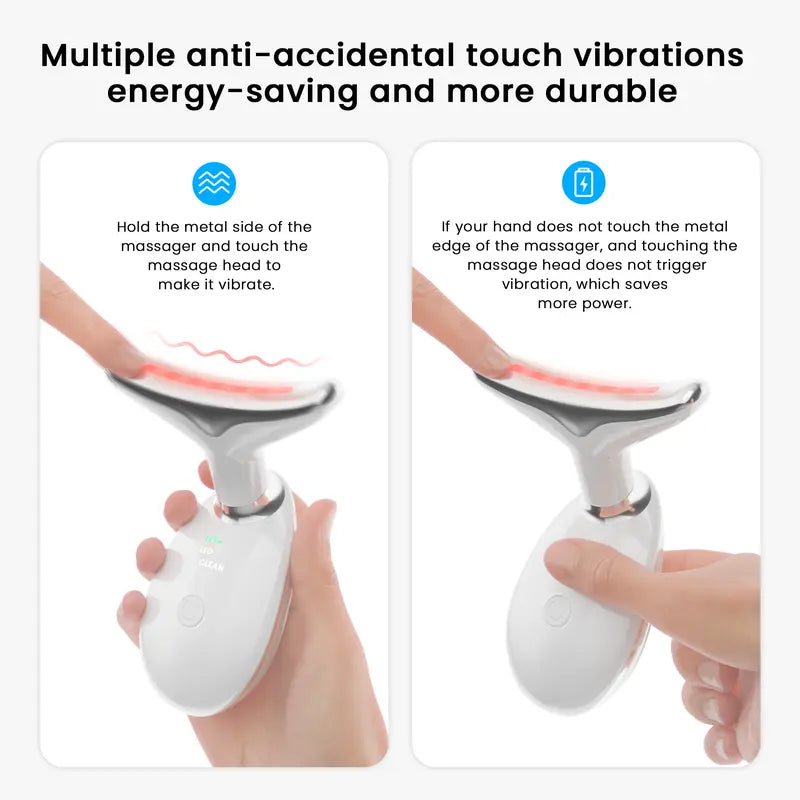 7 Color Facial Massager Tool, Facial and Neck Massager with 7 LED Light, Skin Care Device, Suitable for Neck Facial Leg, Gift for Women Mother