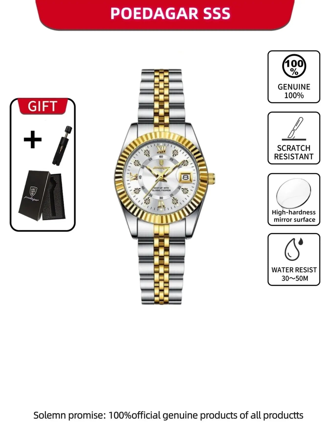 Elegant Round Dial Analog Quartz Watch, Luminous Watch for Party, Daily Clothing Decor, Trendy All-match & Waterproof Watch for Birthday Gift with Box, Casual Trendy Wristwatch, Stainless Steel Watch, Wristwatch