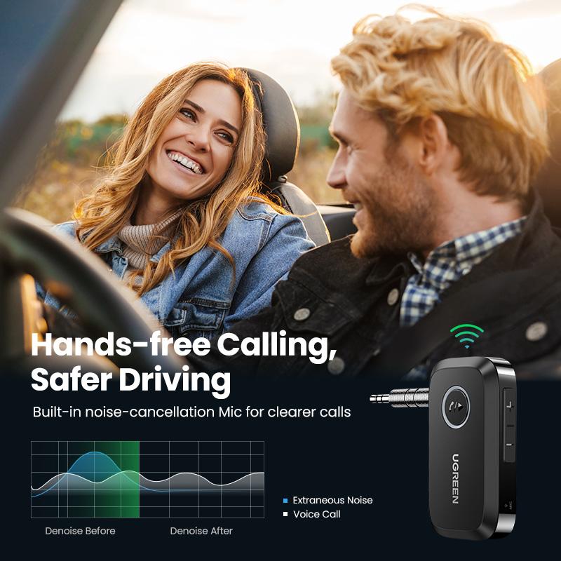 UGREEN 5.4 Aux Bluetooth Adapter for Car, Wireless FM Transmitter, 3.5mm aux Audio Receiver for Home Stereo/Wired Speaker, 15H Battery Life Car Accessories, Bluetoothtransmitter, Automotive,Labor Day Sale