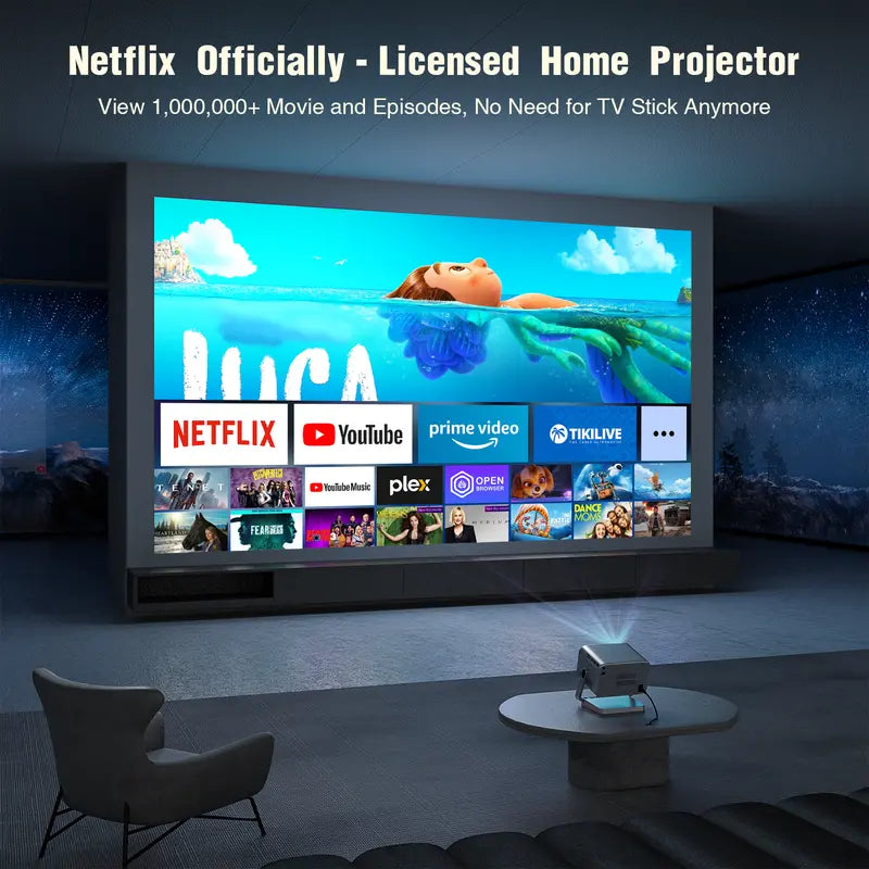 VOPLLS Netflix Certified Portable Projector Native 1080P Gaming | Outdoor Movie Mini Projector with Dual Auto Focus & Keystone Correction | 3D Dolby Audio, WiFi 6 & Bluetooth 5.0 | 50% Zoom for Home Theater, Camping, (600 ANSI Lumen, HDMI/USB-C)