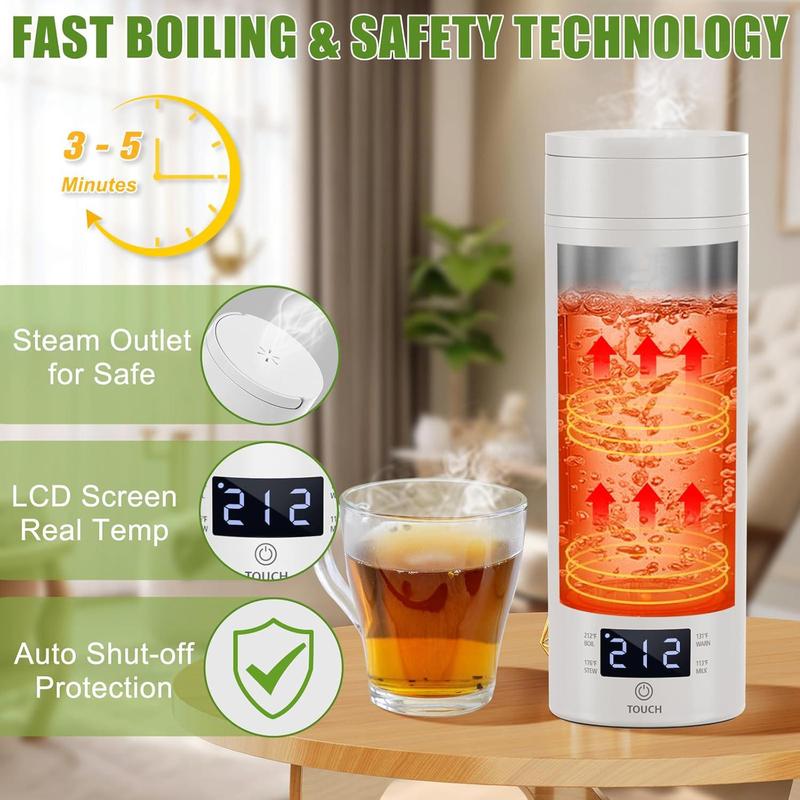 Stainless Steel Electric Kettle, 1 Count Hot Water Boiler with 4 Temperature Settings, Portable Fast Boiling Water Kettle for Camping Trip