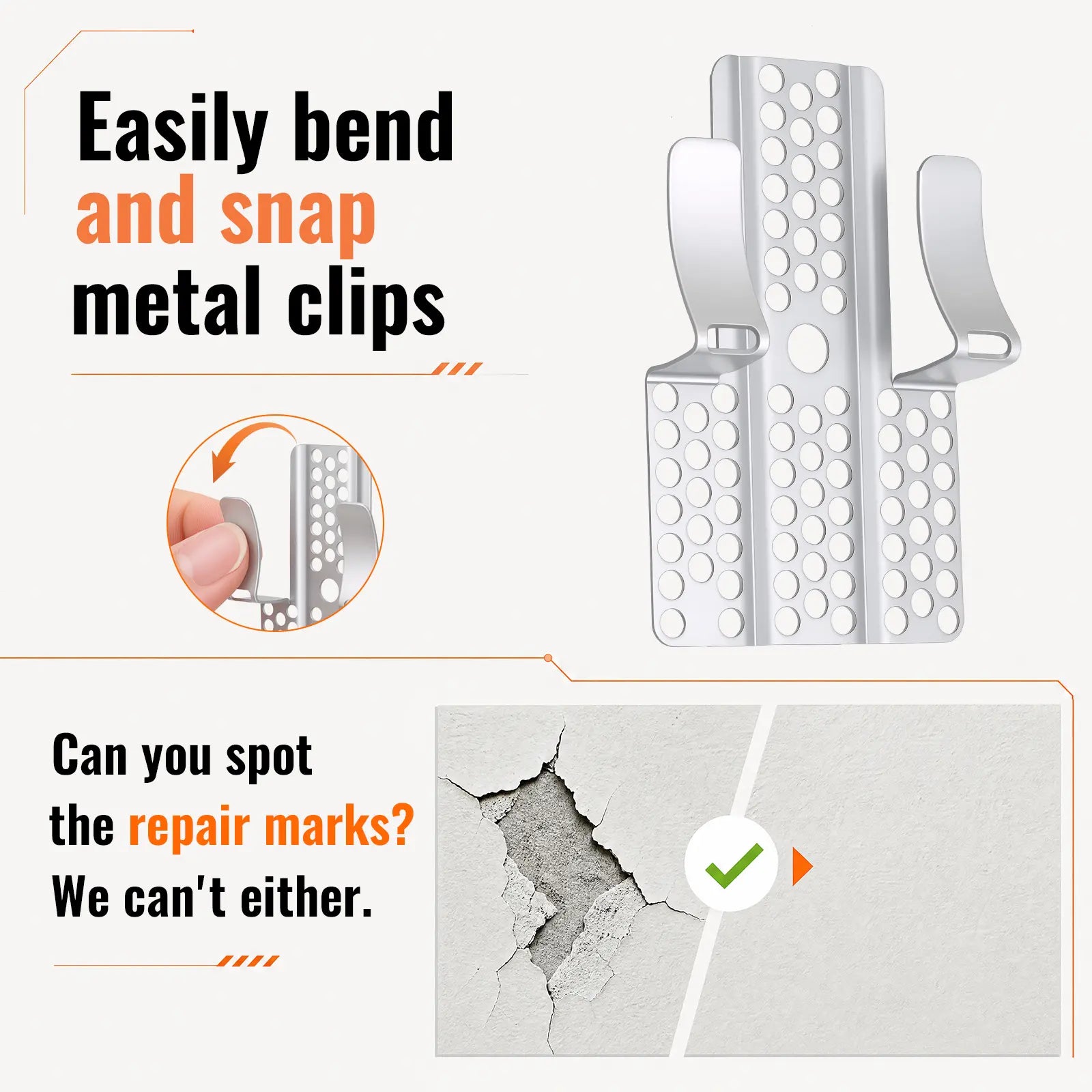 GJANSH Easy-to-Install 1/2-Inch Drywall Clips,Drywall Repair Tools, Professional Wall Hole Repair Kit and Drywall, Sturdy Metal-Backed Clips with Screws for Home Renovation, image 3