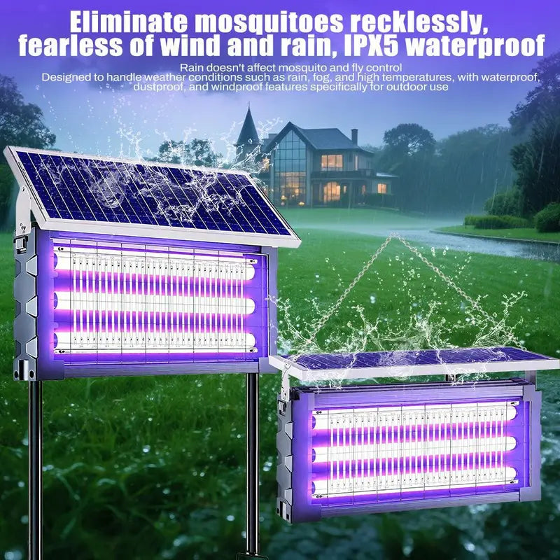 【DealsForYouDays】Solar Mosquito Killer Lamp Outdoor – 20W High-Power Waterproof Insect Zapper with 3 Tubes, Dual Charging, 6000mAh Battery for Garden, Yard, Farm, Patio,summerwins
