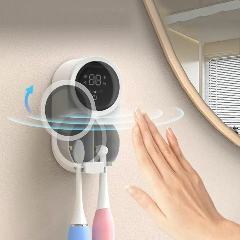 Wall Mounted Toothbrush Sterilizer, Rechargeable Toothbrush Holder, Toothbrush Sanitizer Holder, Toothbrush Holders For Bathrooms, Toothbrush Cleaner with LED Smart Screen, Personal Care Appliances, Bathroom Accessory.