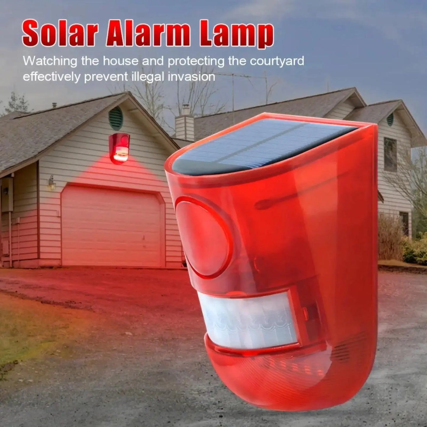 Anti-Theft High-Decibel Solar Motion Sensor Alarm Siren, Outdoor Security System with 6 LED Flashing Modes, IP55 Waterproof Solar Powered Speaker for Home, Villa, Farm, Chicken Coop