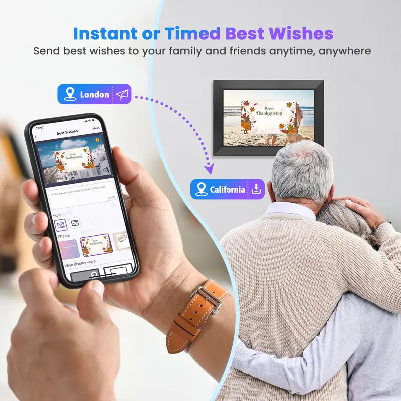 WiFi Digital Picture Frame 10.1 Inch, HD IPS Touch Screen Smart Photo Frame with 32GB Storage, Auto-Rotate, Instantly Share Photos /Videos, Perfect Christmas Gift & Gift Idea, ThanksGiving Gift, Home Decor