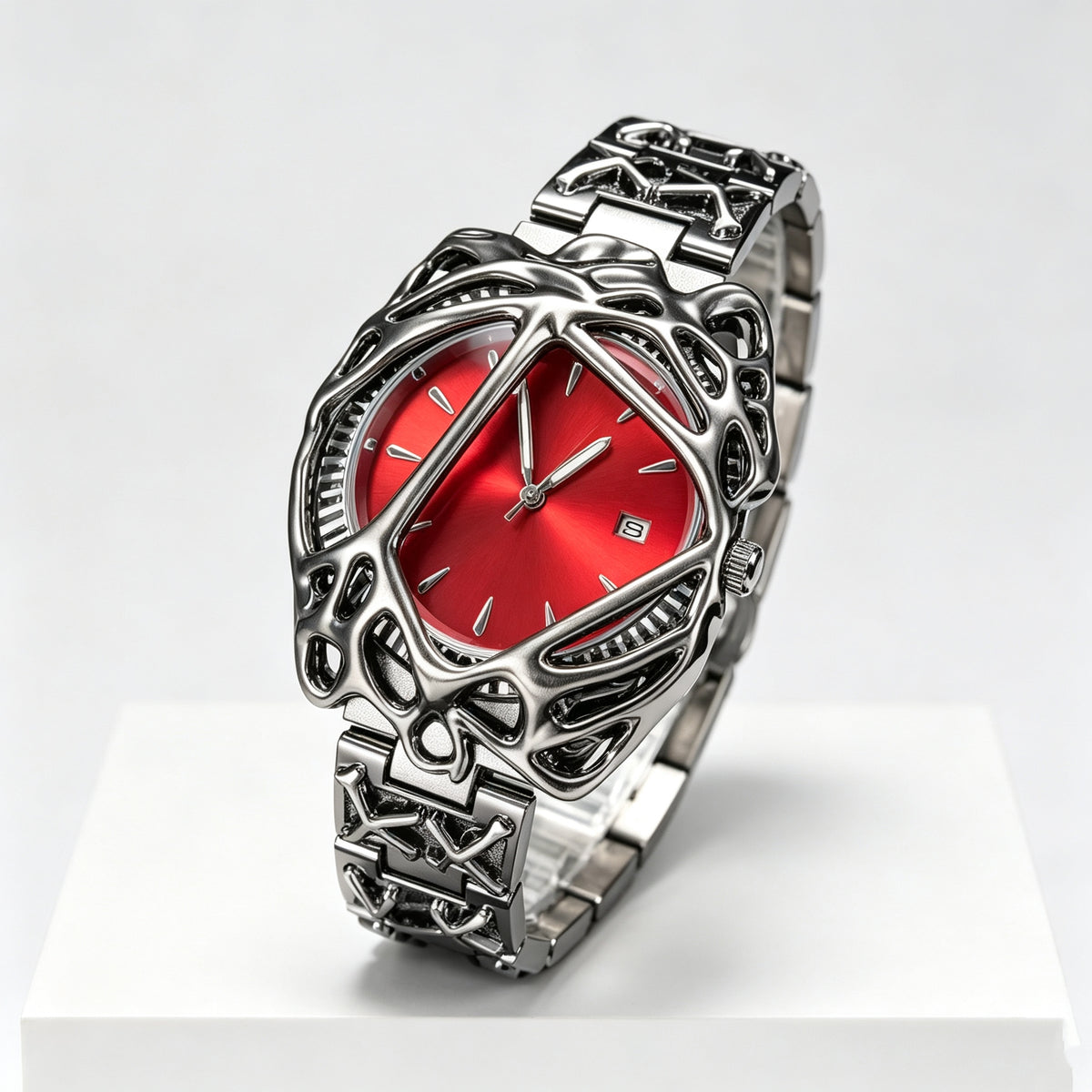 Men’s Punk‑Style Wrist Watch – Spider‑Web Pattern, Special Shaped Dial, Niche Ins‑Vibe, European‑American Fashion Quartz Wristwatch