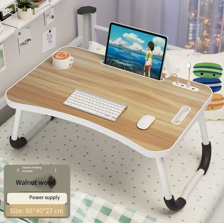 Laptop Bed Desk, Portable Foldable Laptop Table, Lap Desk Tray Table with 4 USB Ports, Storage Drawer and Cup Holder, for Bed/Couch Working, Reading