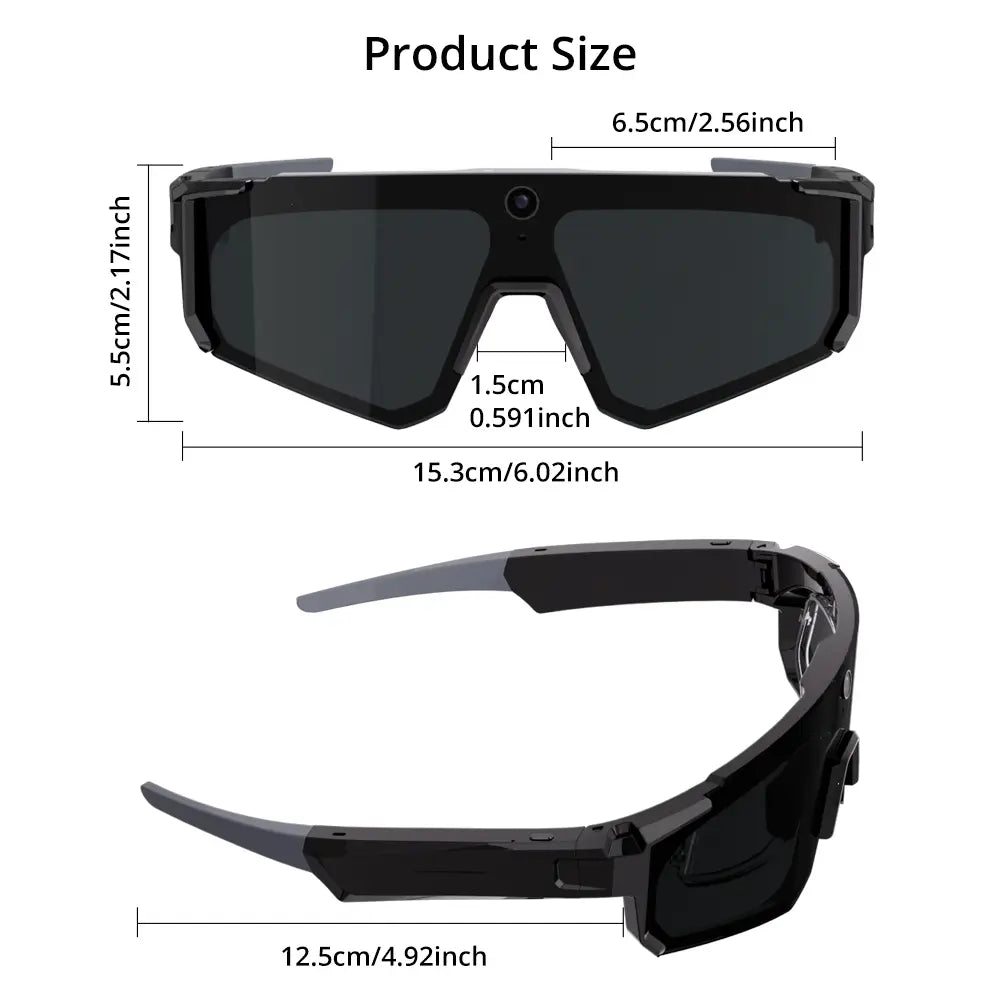 Turbosun Smart Glasses AI Cycling Camera Glasses Wearable 8MP Camera Hands-Free Photo/Video Recording Suitable for Travel Outdoor Wireless UV Protection Language Translation Sync Phone iOS image 2
