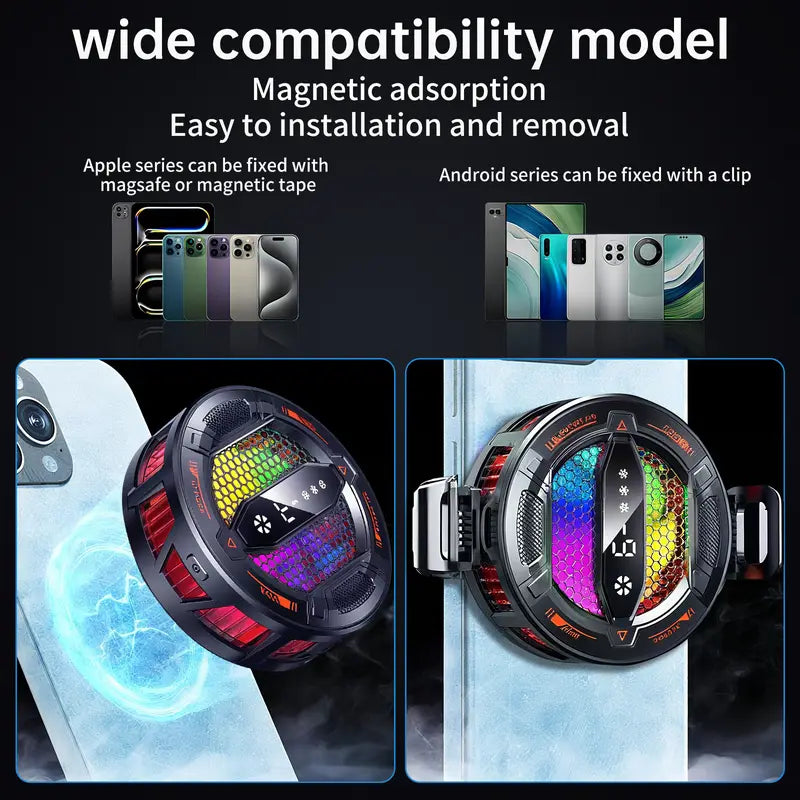 Mobile Phone Cooler – Semiconductor Cooling with Adjustable Modes & LED Display, Compatible with iPhone & Android for CODM PUBG Mobile Freefire Gamers, Secure Clip Mount