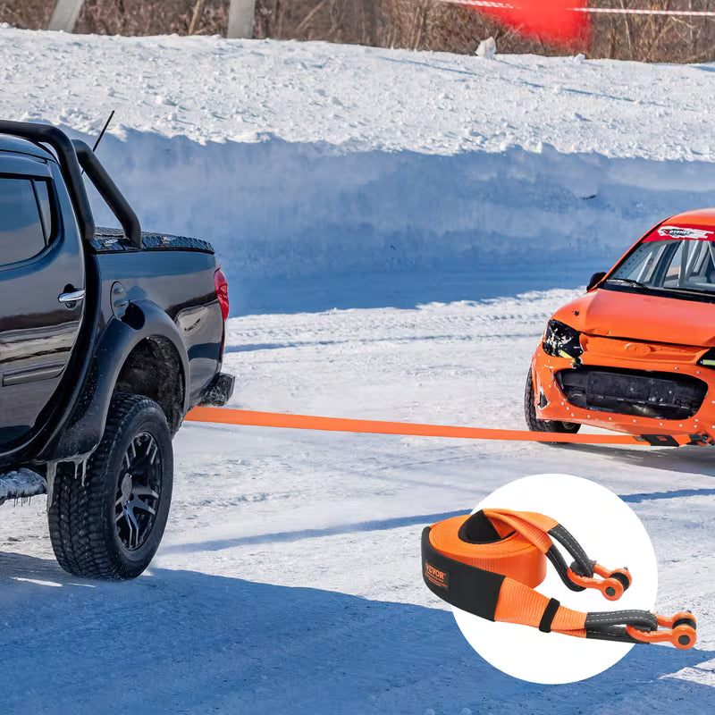 Heavy‑Duty Tow Rope Recovery Kit, 3" x 30 Ft Tree‑Saver Winch Strap (MBS‑36,000 Lbs), Triple Reinforced Loops with Protective Sleeves & Storage Bag, 3/4" D‑Ring Shackle Anchor for Truck, Jeep, SUV & ATV Off‑Road Rescue