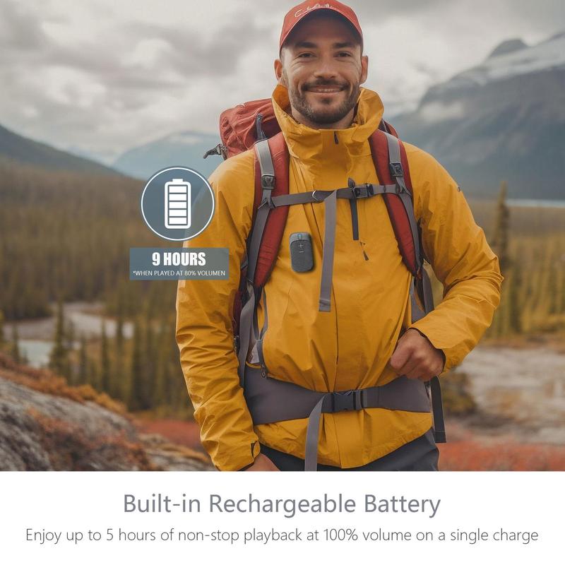 Wearable Bluetooth Speaker with IPX5 Waterproof, Magnetic Clip-on Outdoor Portable Bluetooth Speakers, Built-in Mic for Hands-Free Music and Calls