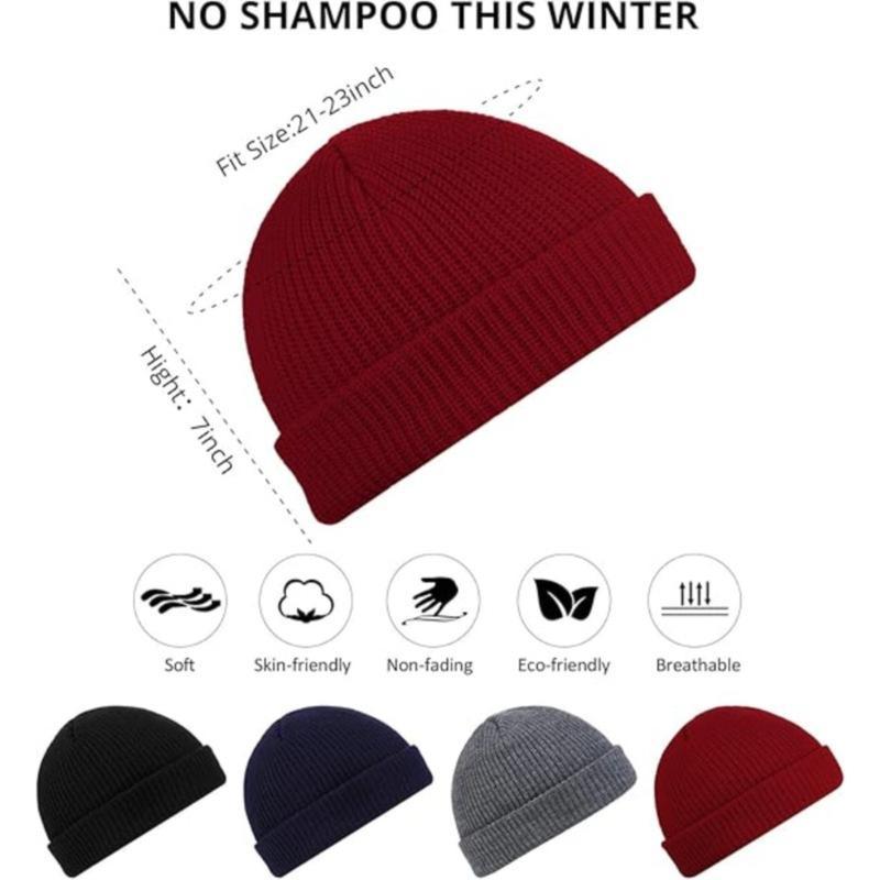 9 Piece Fisherman Beanie for Men Hat Short Knit Cuff Beaniess Trawler Beanie Watch Hat Roll up Edge Skullcap Unisex