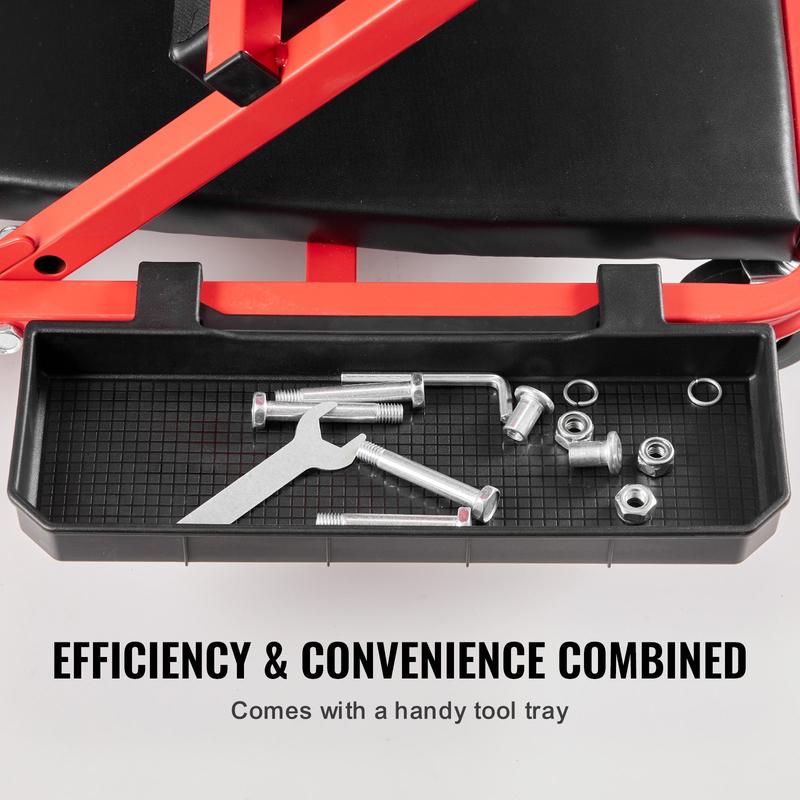 Foldable Z Garage Creeper, 36 in, 300 lbs Load Capacity Rolling Folding Mechanic Creeper Stool, with 6 Wheels Tool Tray Padded Seat Steel Frame, Lay Down or Sit Chair for Garage Shop or Home