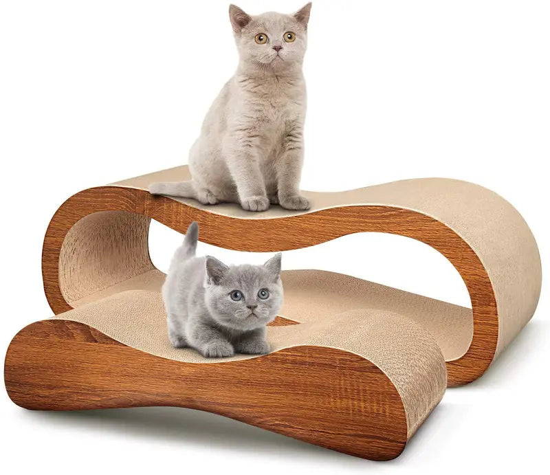 FluffyDream2 in 1 Cat Scratcher Cardboard Lounge Bed, Cat Scratching Board– Sofa Saver, Aesthetic Pet Must-Have, Multi-Purpose Furniture, Wood, Kitten