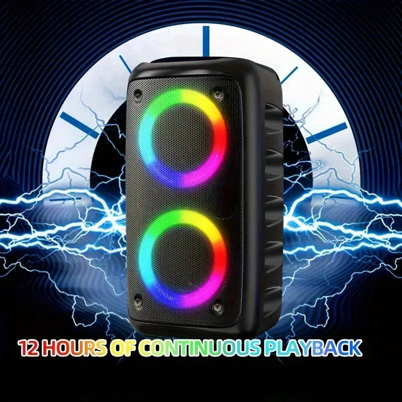 Premium Wireless Boombox Speaker - Large Stereo Sound, Built-in Microphone, Subwoofer, Party Speaker with Powerful Sound, Outdoor Party Speaker with Disco Light and Wireless Connectivity