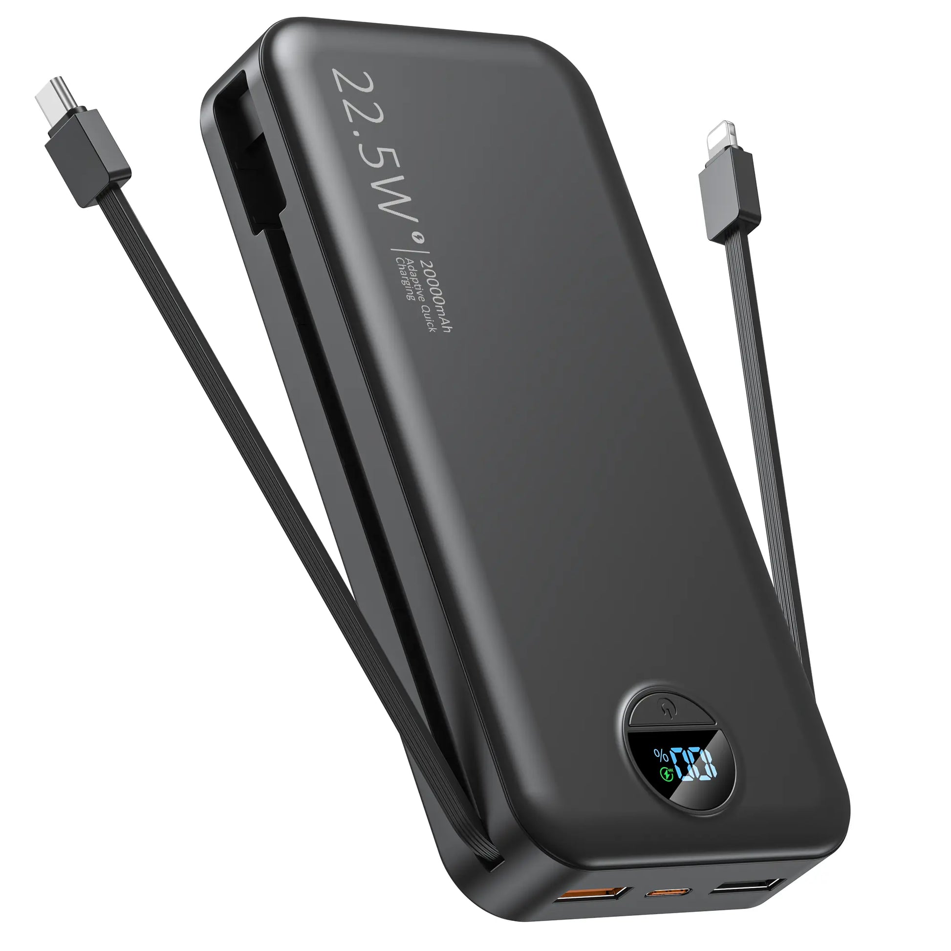 Summerwins 20000mAh Portable Power Bank - Compact, 22.5W Max Fast Charging, Built-in Wall Charger, Foldable AC Plug, Built-in Cable for iPhone 15 Series, Galaxy, USB-C Android Smartphones, Devices, Travel Use image 9