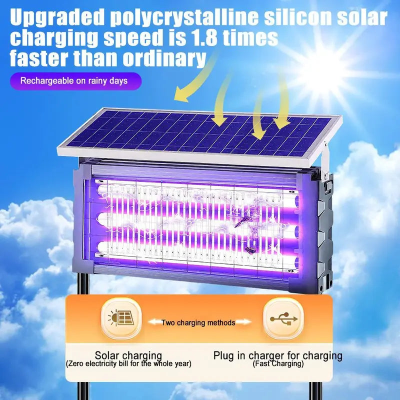 【DealsForYouDays】Solar Mosquito Killer Lamp Outdoor – 20W High-Power Waterproof Insect Zapper with 3 Tubes, Dual Charging, 6000mAh Battery for Garden, Yard, Farm, Patio,summerwins