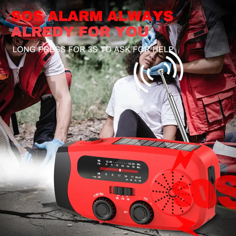 2000mAh Solar Hand Crank Emergency Radio, AM/FM/NOAA with LED Flashlight, for Hurricane Preparedness & Outdoor Survival Portable Fathersdaygift