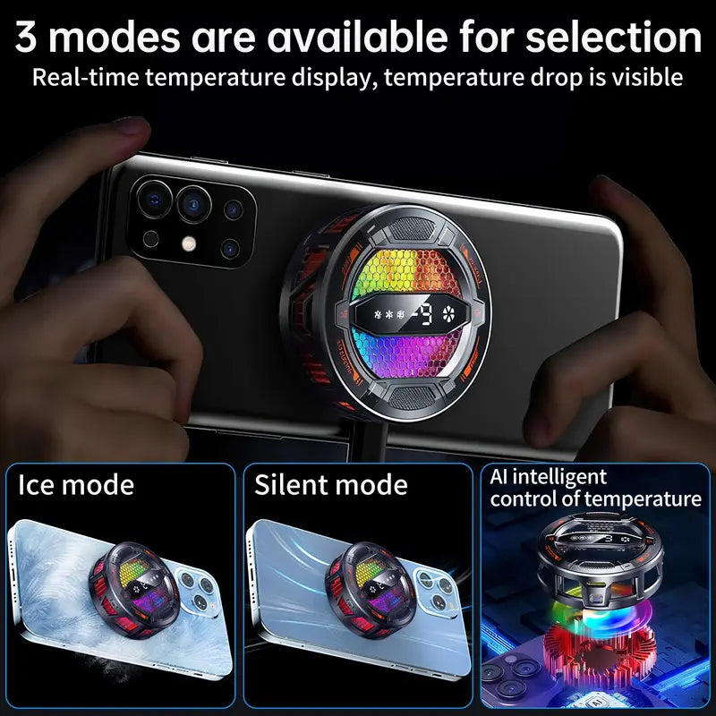 Mobile Phone Cooler – Semiconductor Cooling with Adjustable Modes & LED Display, Compatible with iPhone & Android for CODM PUBG Mobile Freefire Gamers, Secure Clip Mount