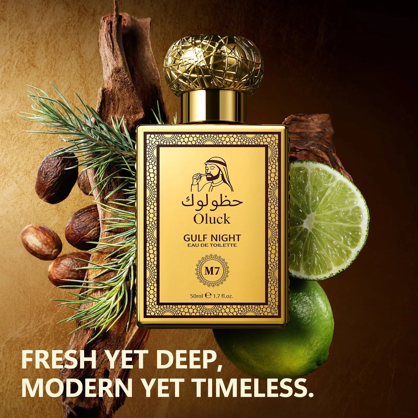 Oluck Perfume M7 (Gulf Night) Cologne for Women & Men, Lemon Pineapple Nutmeg Cedarwood Vanilla Notes, Middle Eastern Fragrance image 3